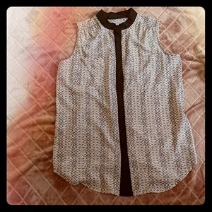 Reed Black and White Printed Sleeveless Blouse